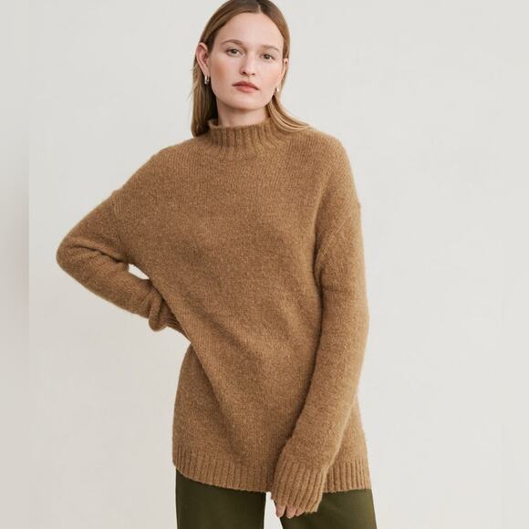 JENNI KAYNE Alpaca Mockneck Pullover in Tan - Picture 1 of 8